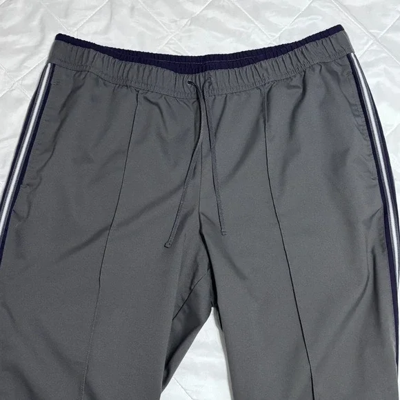 St John's Bay Active Womens Jogger Pants L Gray Purple Stripe Pockets Drawstring - Picture 4 of 9